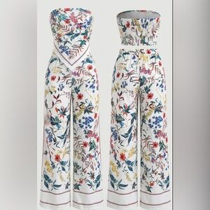 Floral Wide-Leg Pants - White Multicolor